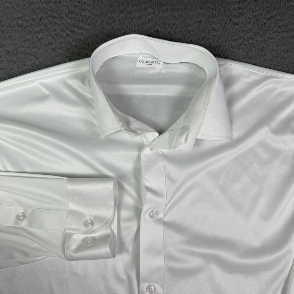 Collars and Co Dress Collar Polo Shirt Mens XL White Performance Long Sleeve